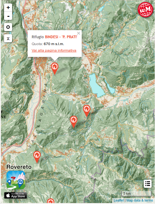Mappa escursionistica web del Trentino
